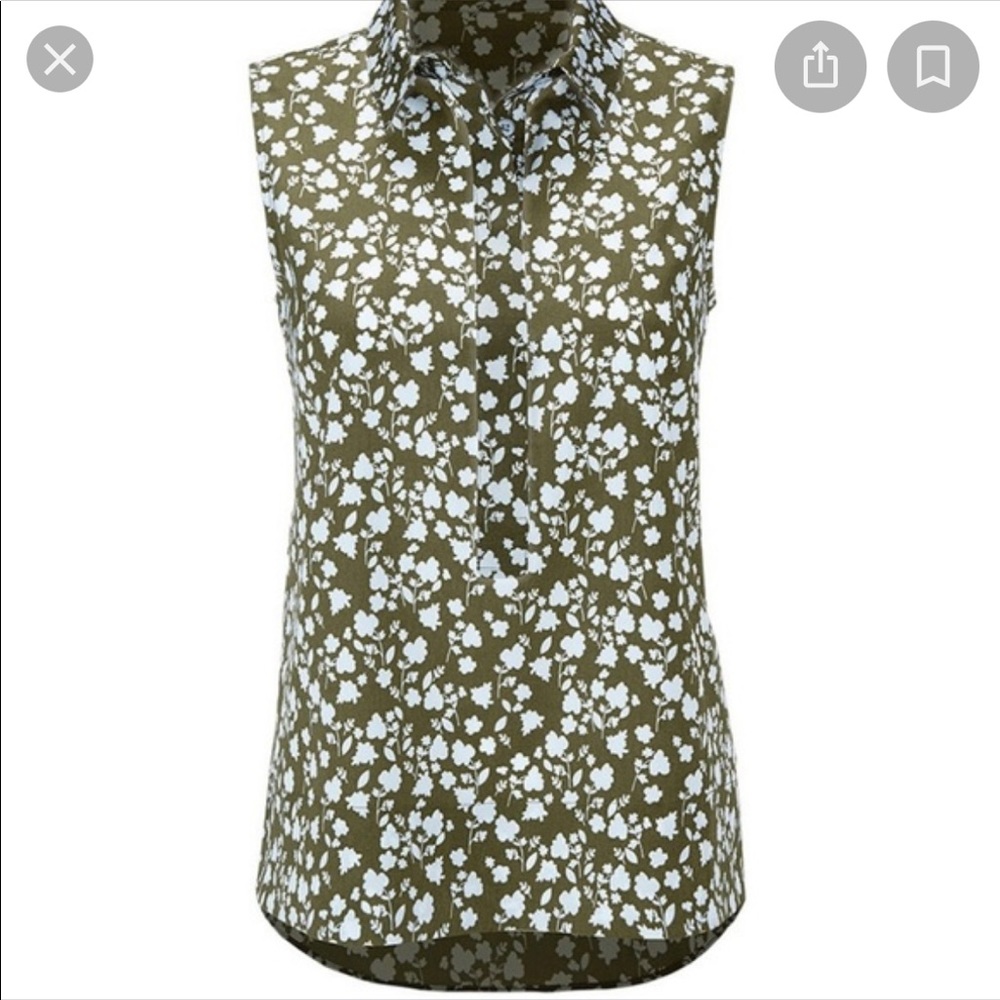 Cabi Keepsake Green Blue Floral Blouse Style #3614